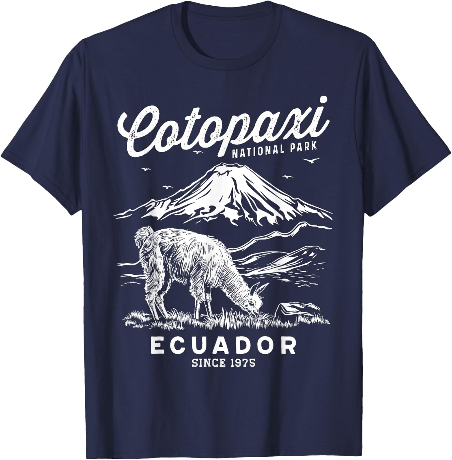 Ecuador Cotopaxi National Park Souvenir Alpaca Hike T-Shirt - T-Shirt | Navy