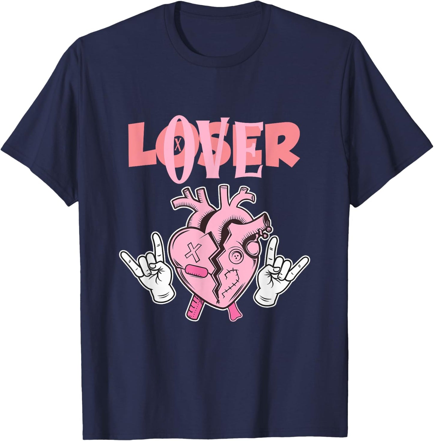 Pink Drip Heart Loser Lover T-Shirt - T-Shirt | Navy