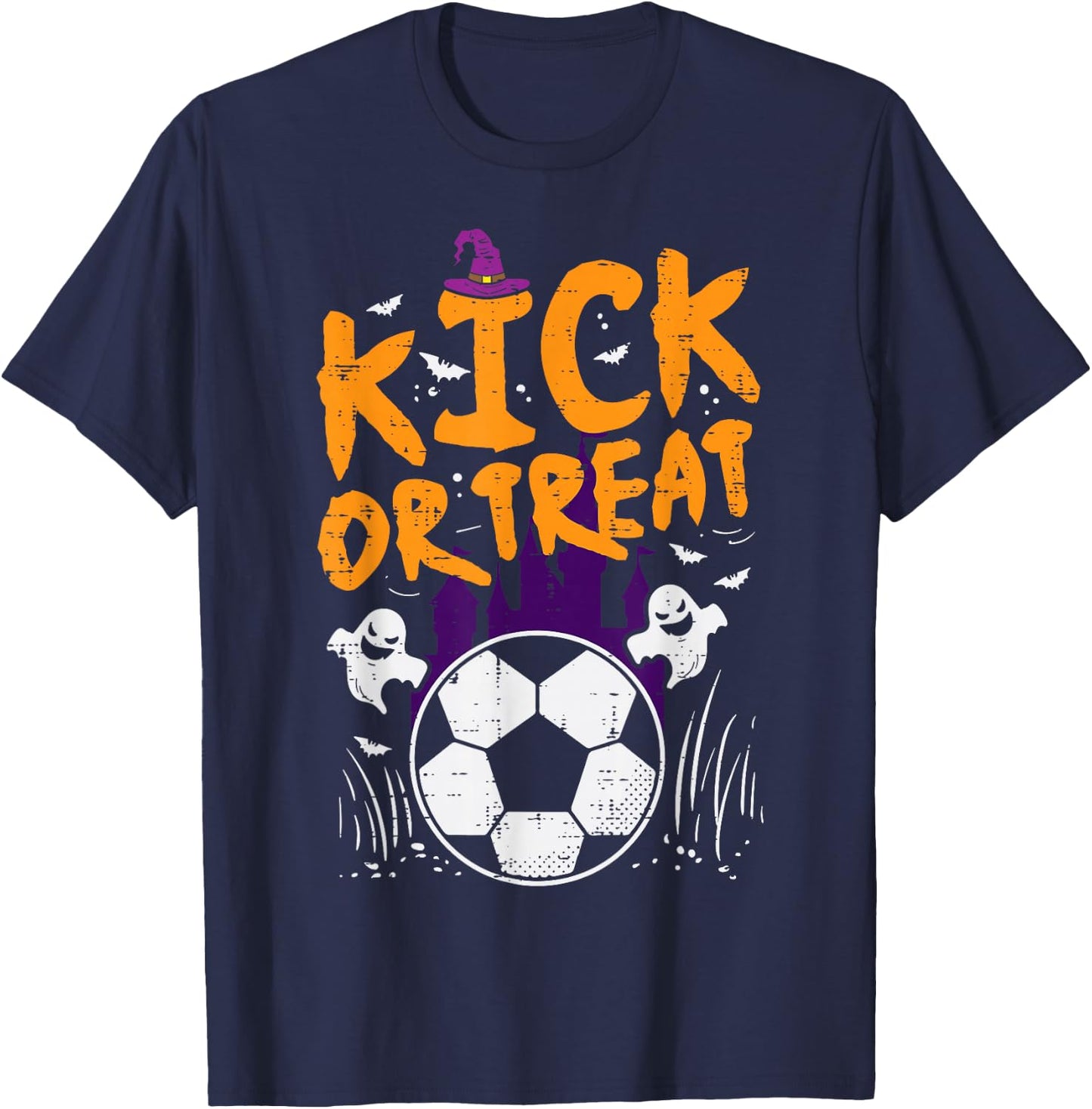 Halloween Soccer Kick Or Treat Football Costume Boys Kid Men T-Shirt - T-Shirt | Navy