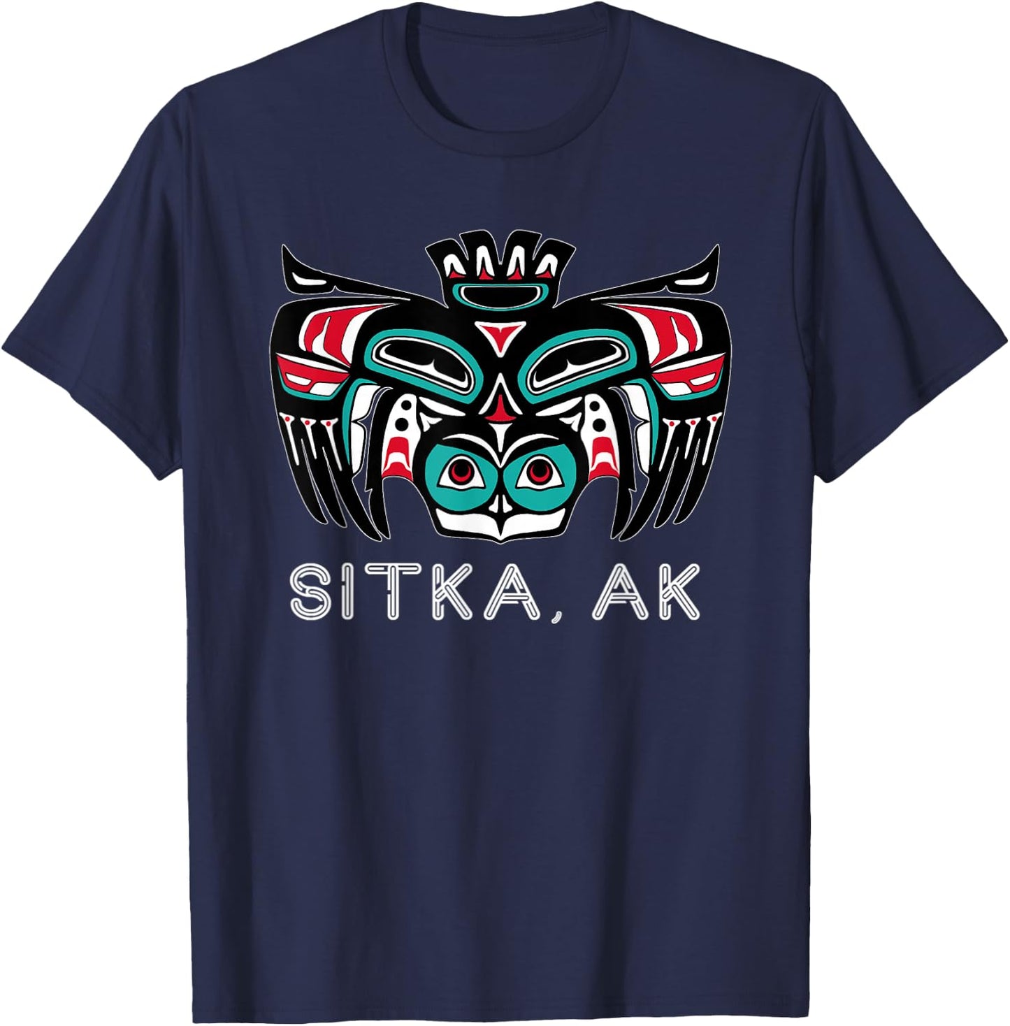 Sitka Alaska Native American Art Style Tlingit Owl Spirit T-Shirt - T-Shirt | Navy