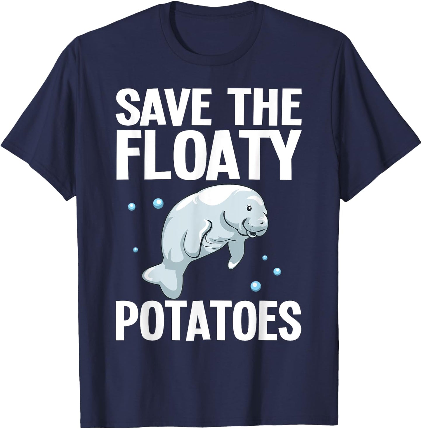 Funny Manatee Designs Women Floaty Potato Sea Cows T-Shirt - T-Shirt | Navy