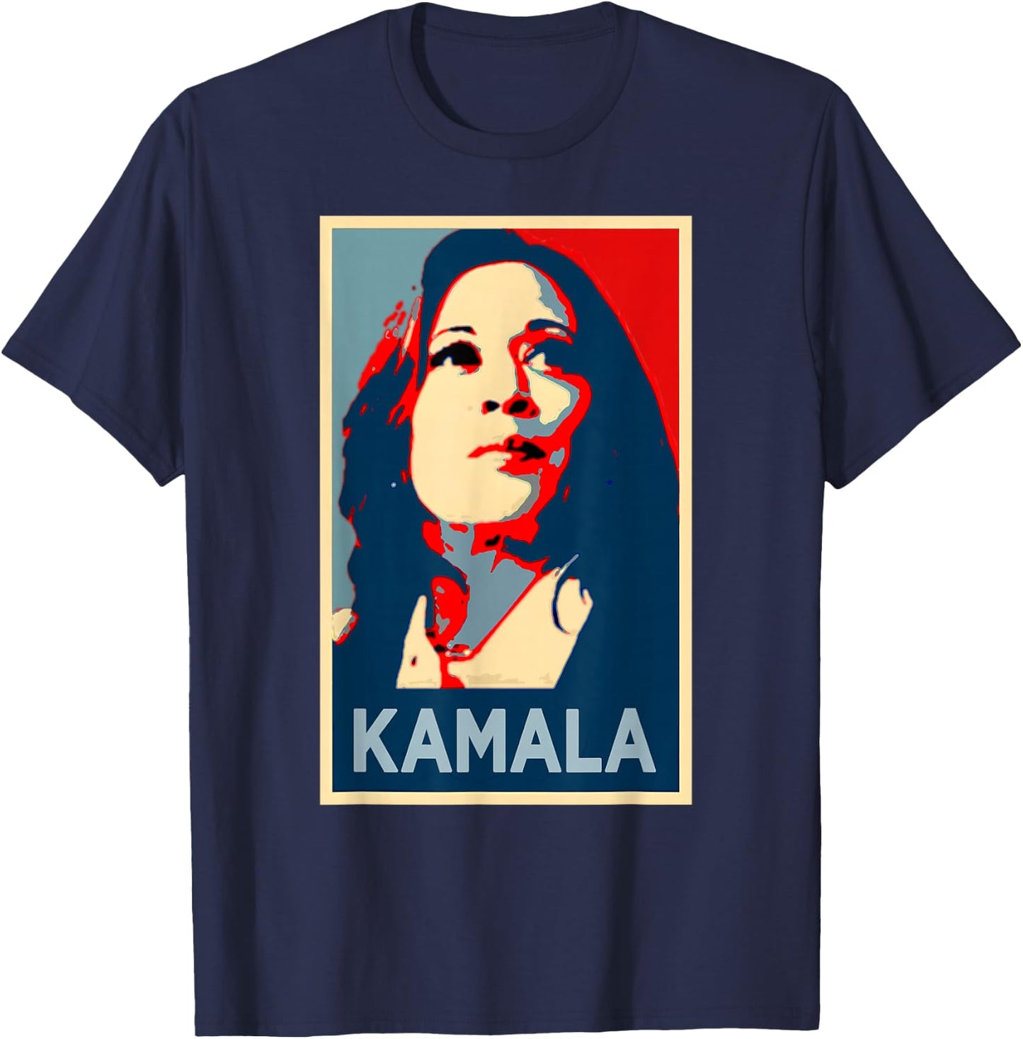 KAMALA Harris Walz 2024 Face Portrait Obama Poster Freedom T-Shirt - T-Shirt | Navy