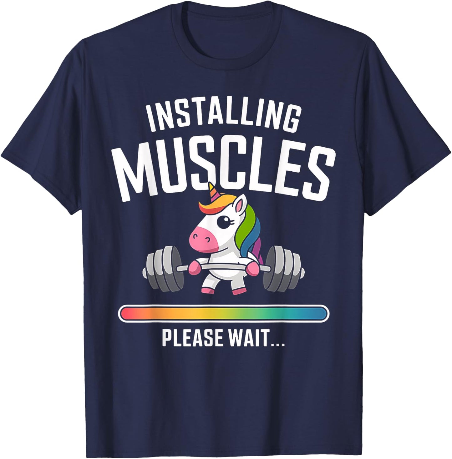 Unicorn Gym Workout Installing Muscles Fitness Girl Unicorn T-Shirt - T-Shirt | Navy