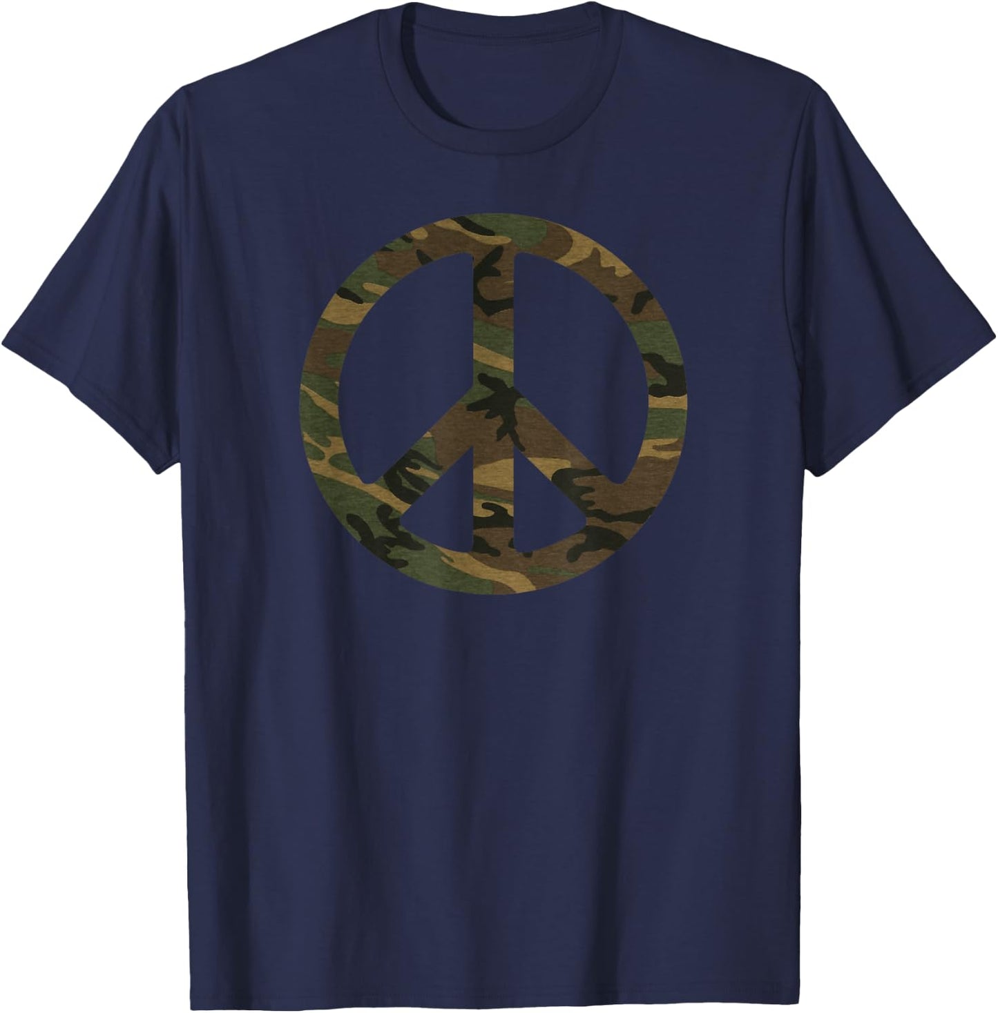 Camo Camouflage Peace Sign Army Peace Symbol Design T-Shirt - T-Shirt | Navy
