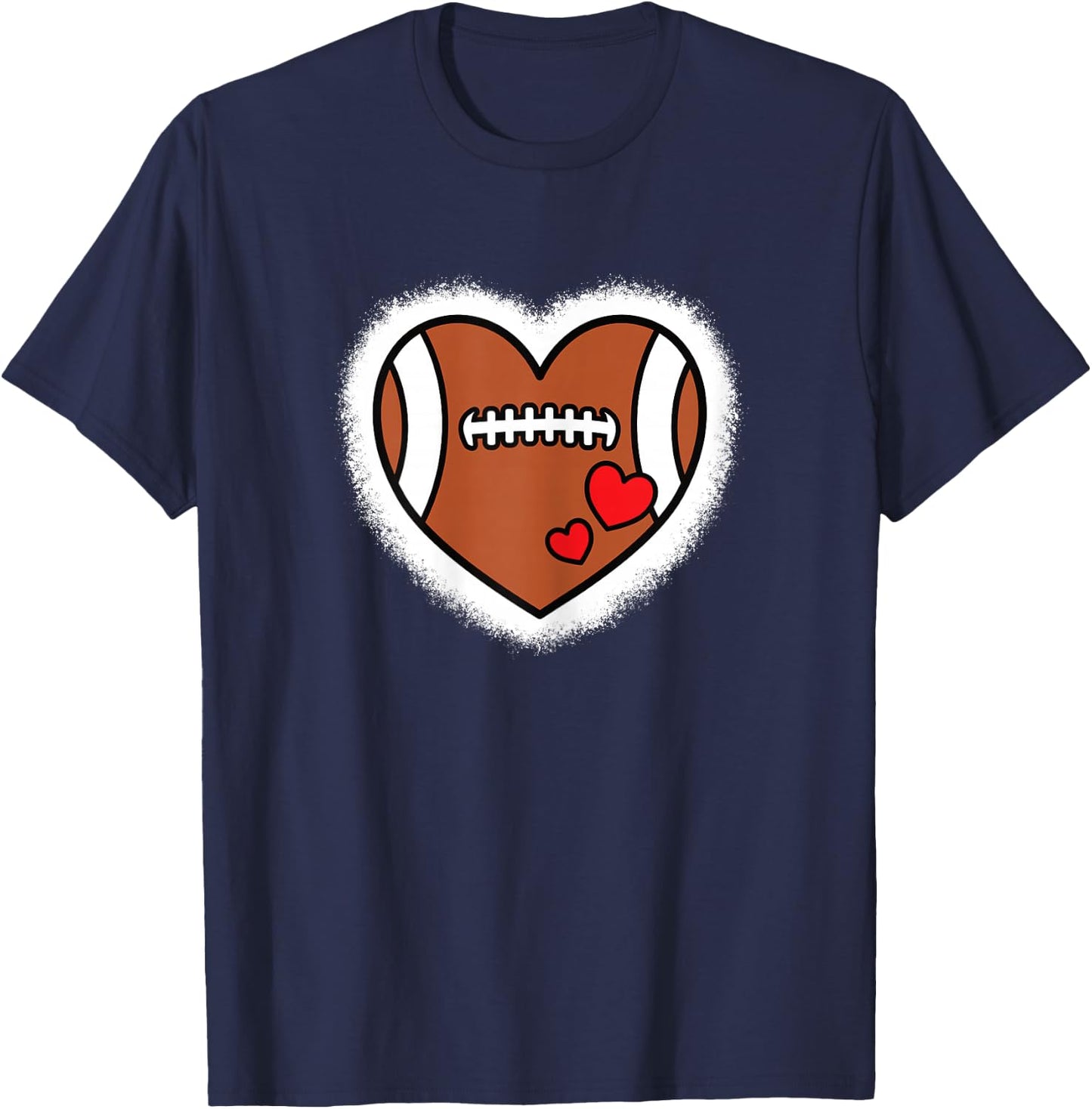 Cute American Football Heart Football Lover Women Girls Kids T-Shirt - T-Shirt | Navy