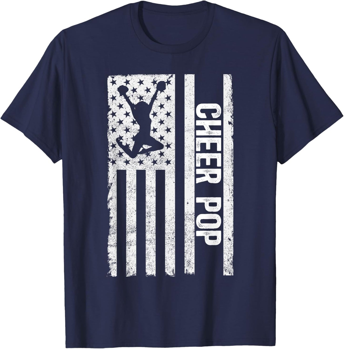 Cheer Pop Of A Cheerleader Pop US Flag Cheerleading Pop T-Shirt - T-Shirt | Navy