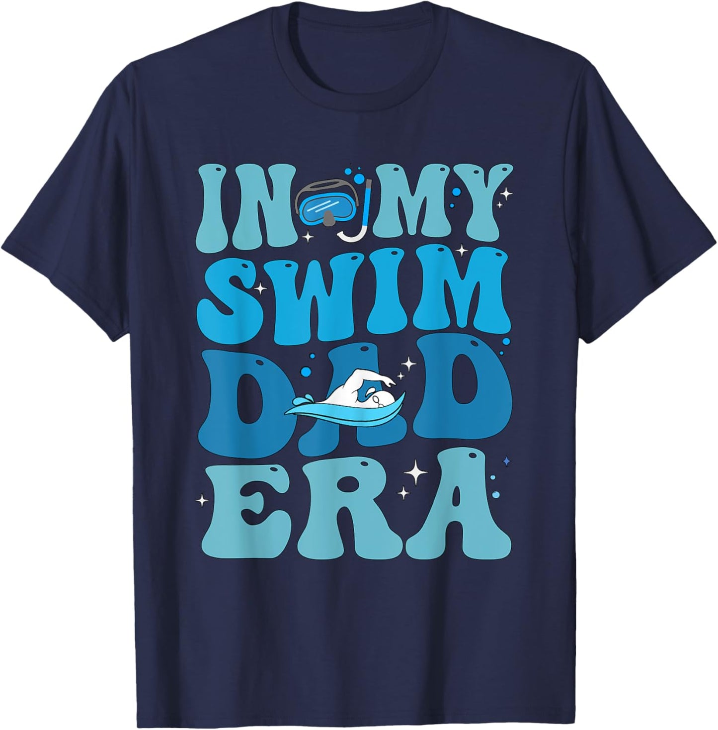 Groovy In My Swim Dad Era Swim Dad Funny Retro T-Shirt - T-Shirt | Navy