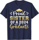 Proud Sister of a 2024 Graduate Senior Graduation Girl Women T-Shirt - T-Shirt | Navy