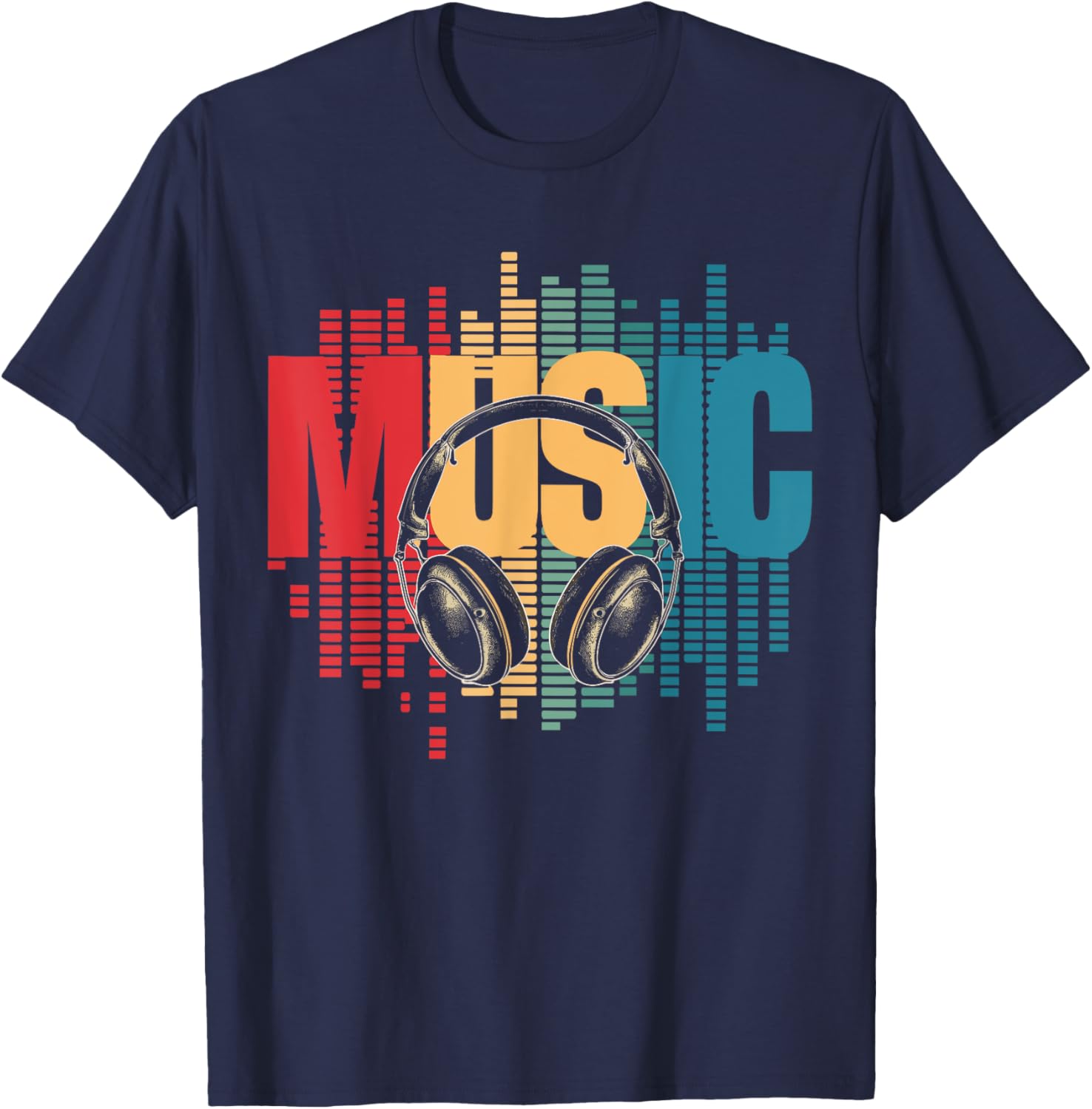 Electronic Music Lover DJ Retro Headphones T-Shirt - T-Shirt | Navy