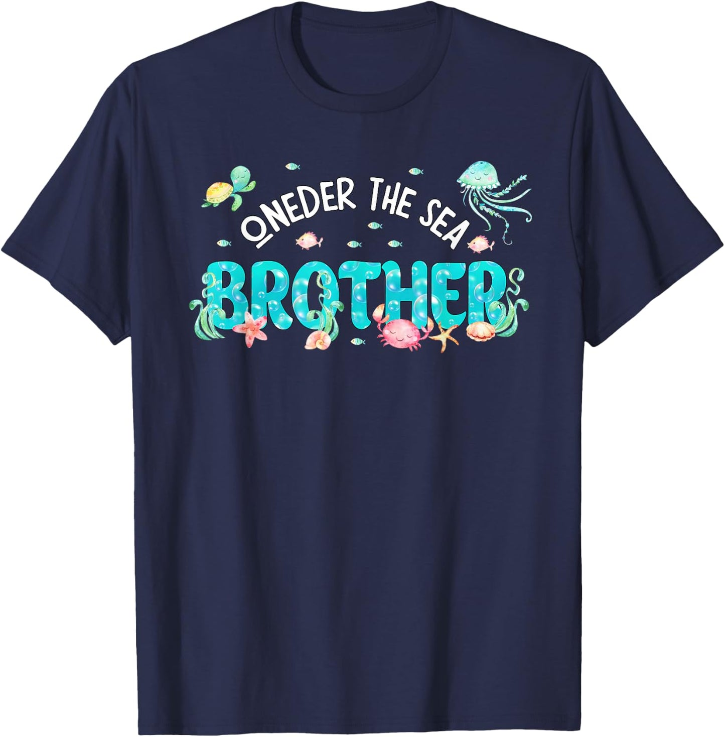 Under Sea Brother Birthday Girl Boy Matching Family Party T-Shirt - T-Shirt | Navy