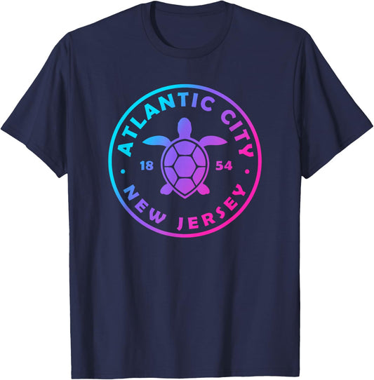 Atlantic City New Jersey Sea Turtle Tie Dye Beach Vacation T-Shirt - T-Shirt | Navy