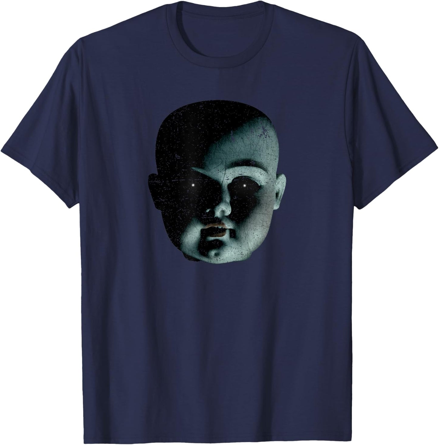 Scary Doll Head Super Creepy Halloween T-Shirt - T-Shirt | Navy