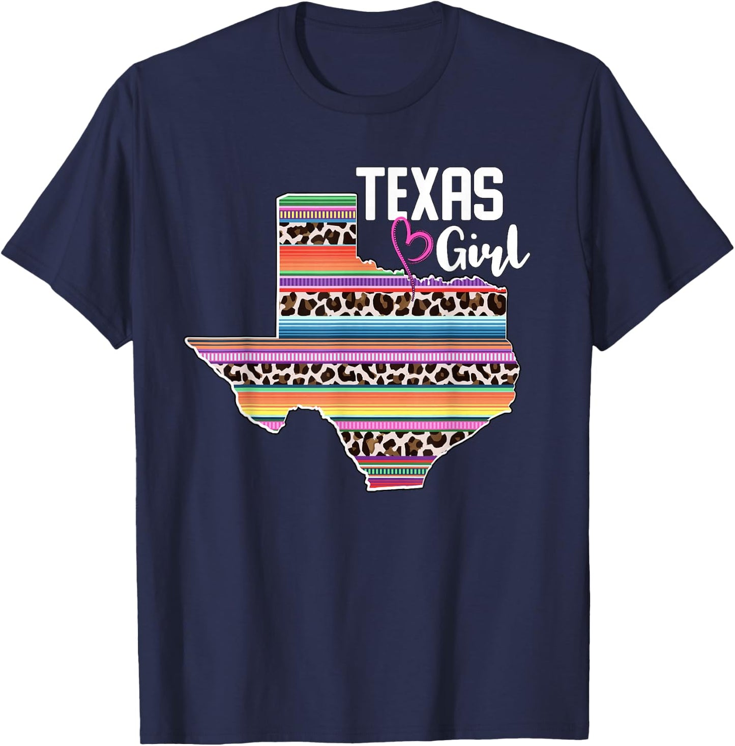 Retro Texas Girl Sunflower Leopard Rustic Black State Pride T-Shirt - T-Shirt | Navy