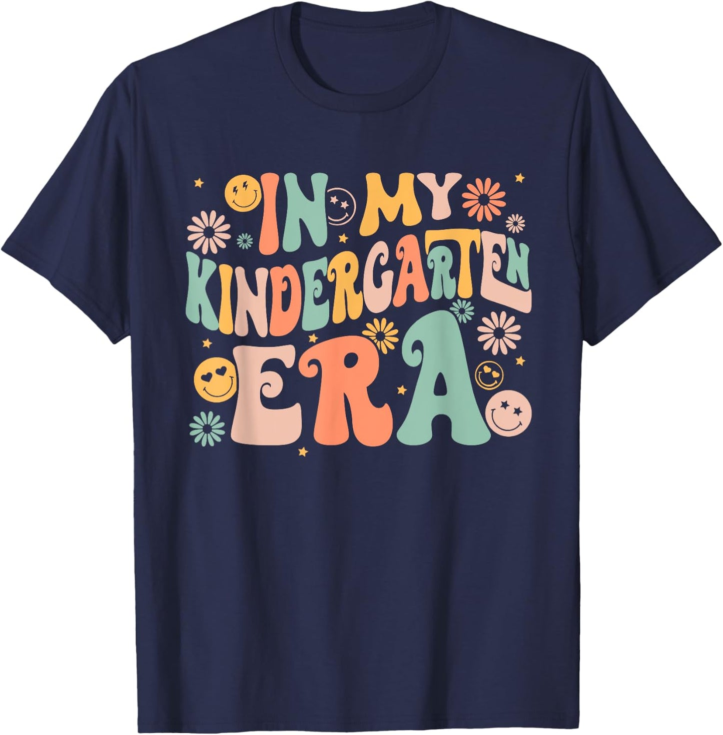 In My Kindergarten Era Retro Back to School Teacher Student T-Shirt - T-Shirt | Navy
