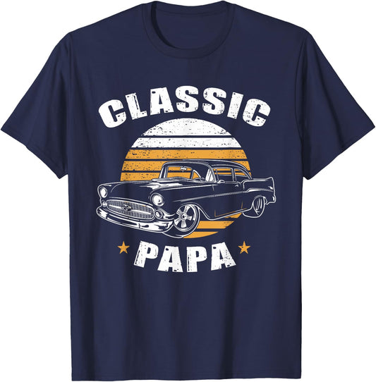Papa Vintage Retro Classic Funny Car Lover Enthusiast T-Shirt - T-Shirt | Navy