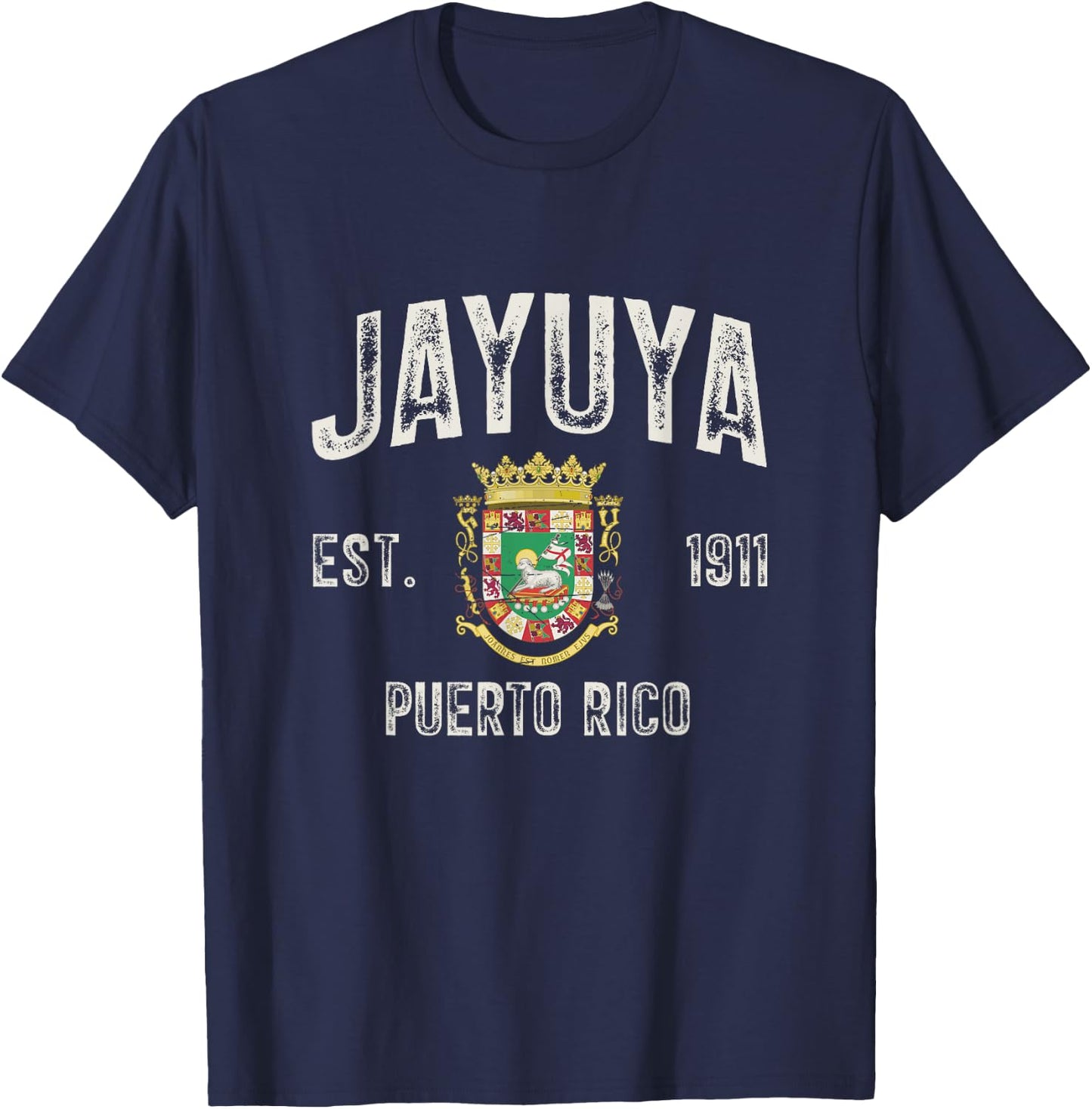 Jayuya City In Puerto Rico Est 1911, Puerto Rico Armorial T-Shirt - T-Shirt | Navy