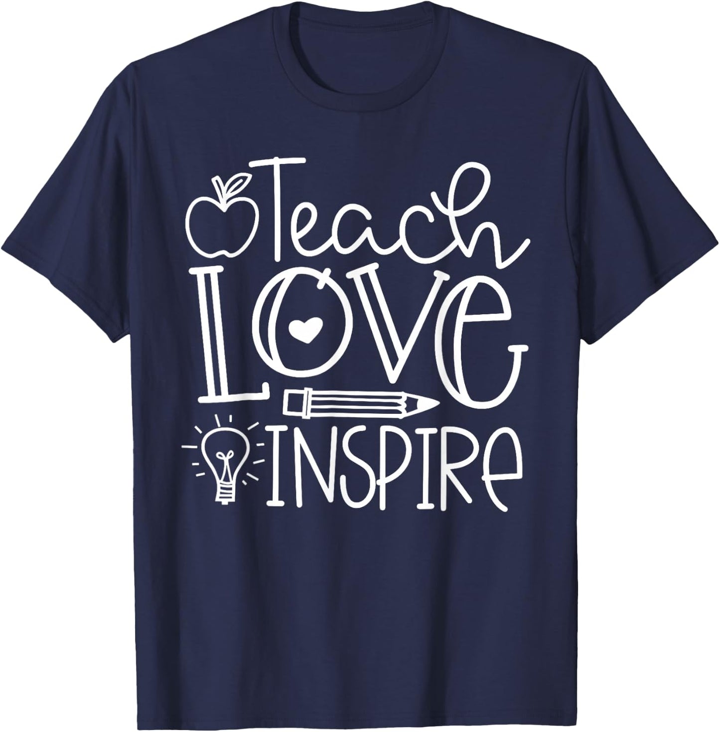 Teach Love Inspire Retro Teacher Kids Back To School T-Shirt - T-Shirt | Navy