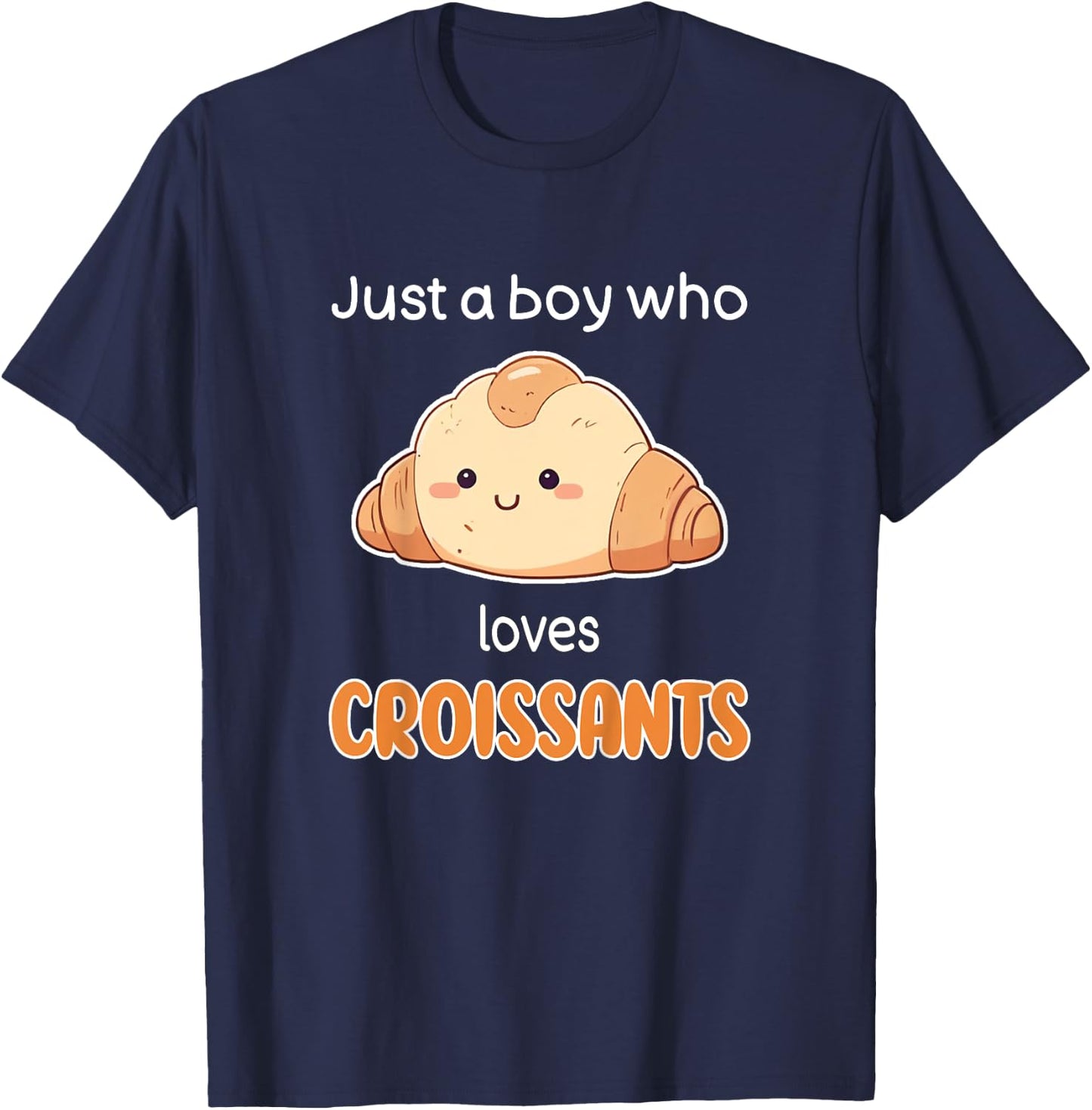 Kids Croissant Shirt Boys I Love Croissants Kids Croissant Lover T-Shirt - T-Shirt | Navy