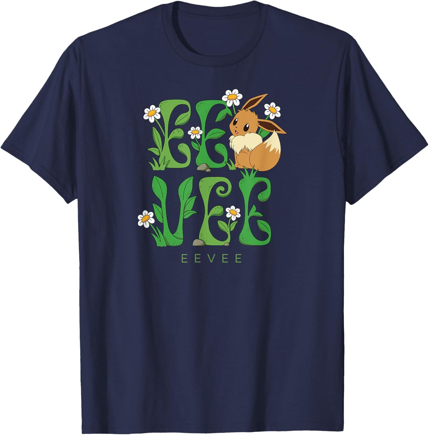 Pokémon - Eevee Floral First Generation Normal Type T-Shirt - T-Shirt | Navy