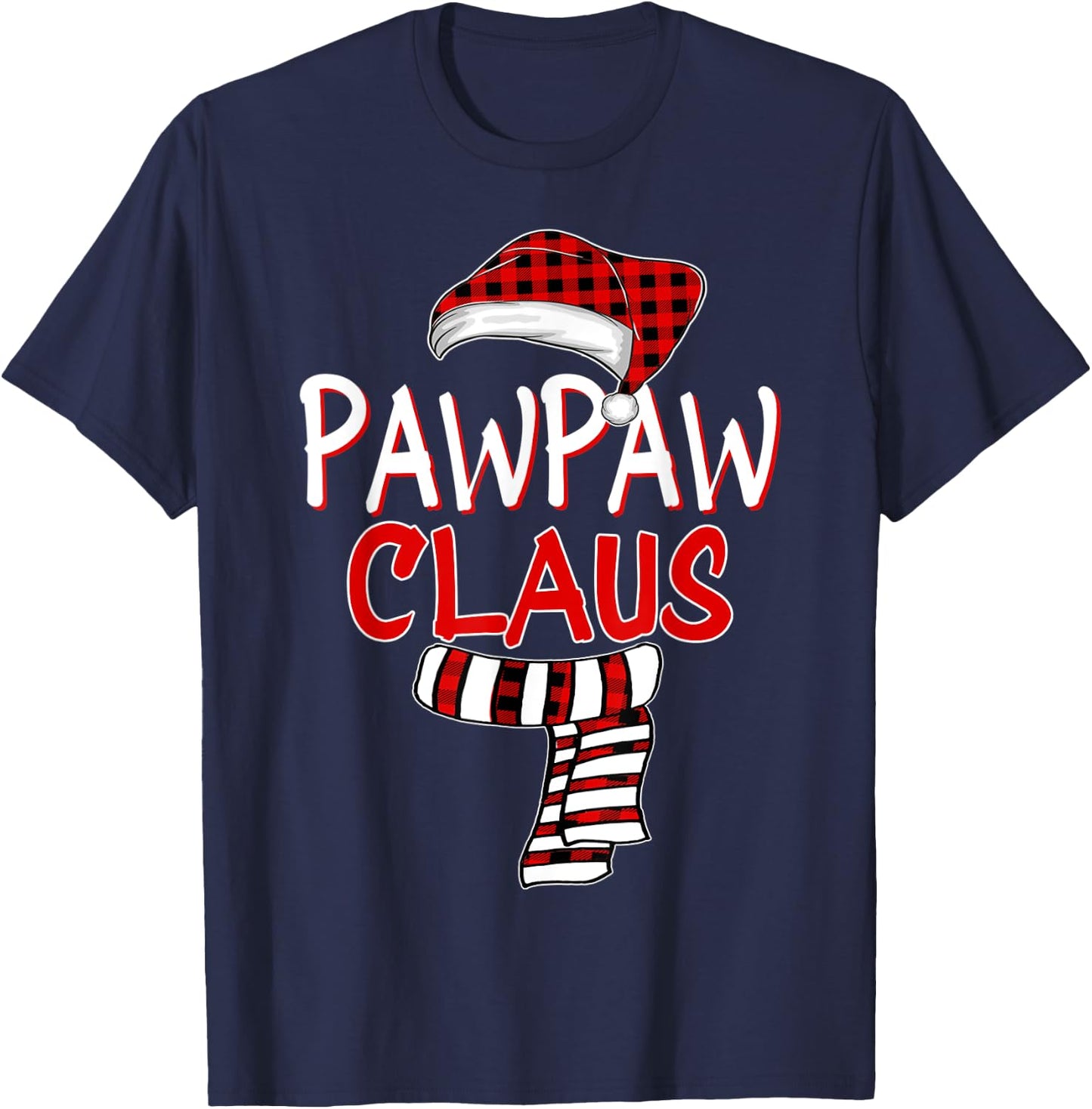 Grandpa Christmas Santa Claus Red plaid Shirt, Pawpaw Claus T-Shirt - T-Shirt | Navy