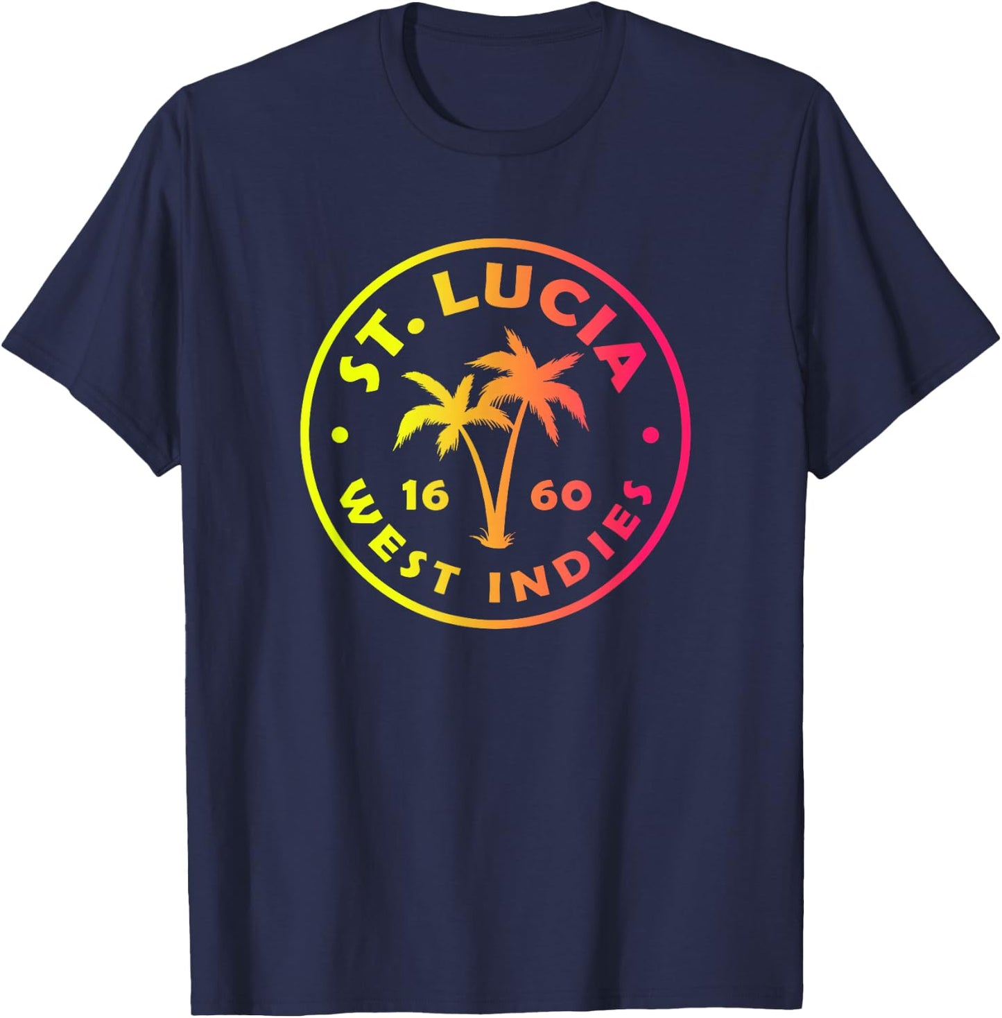 St Lucia Colorful Palm Tree Tie Dye Boys Girls Souvenir T-Shirt - T-Shirt | Navy