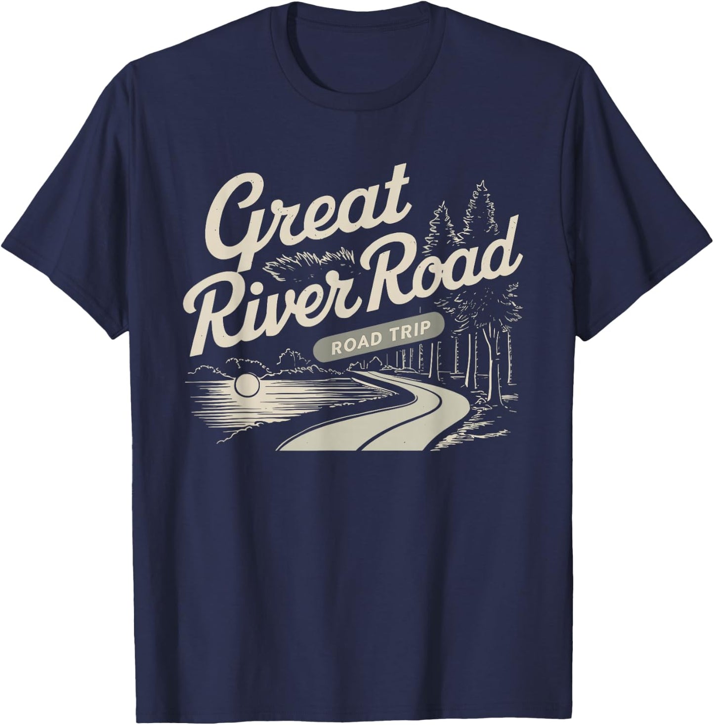 Great River Road Road Trip Scenic Byway Travel Souvenir T-Shirt - T-Shirt | Navy