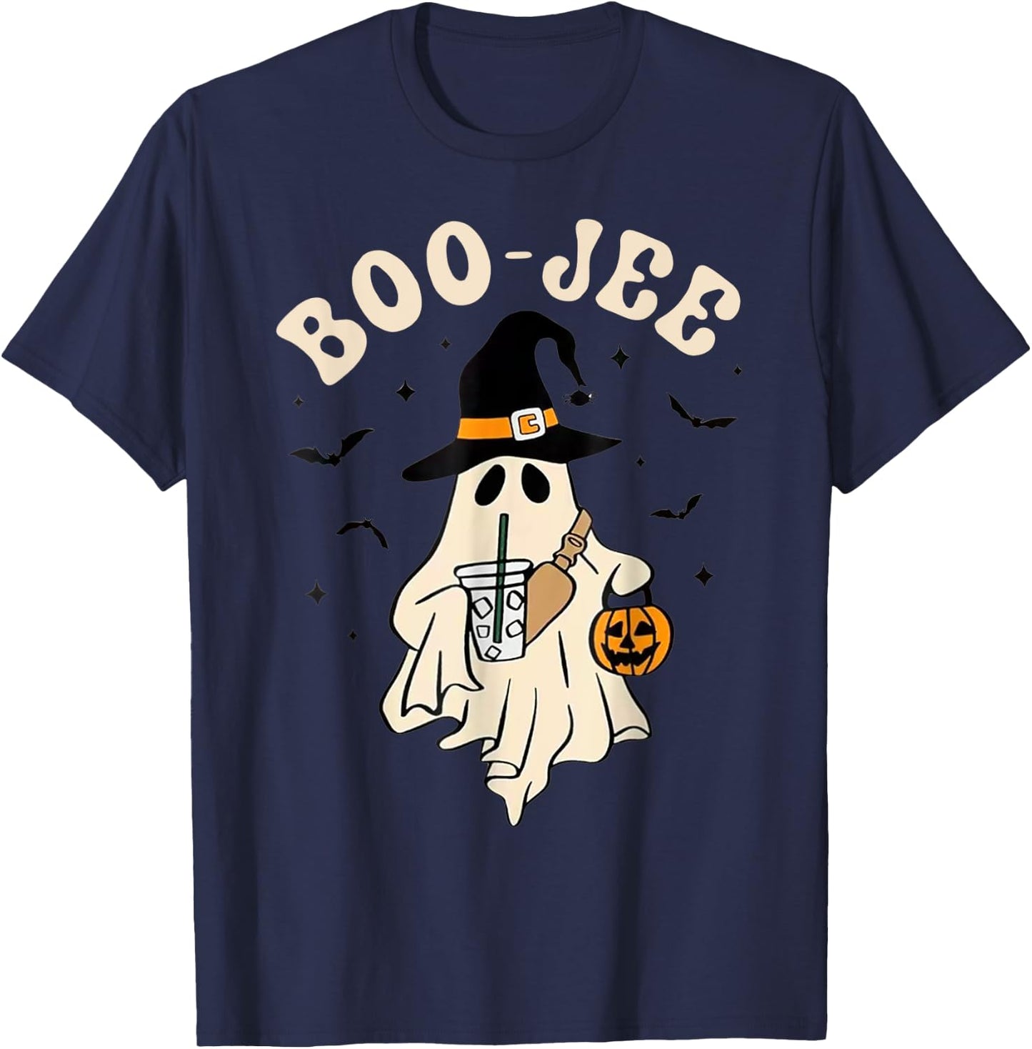 Funny Boo-Jee Ghost halloween boo jee ghost spooky season T-Shirt - T-Shirt | Navy