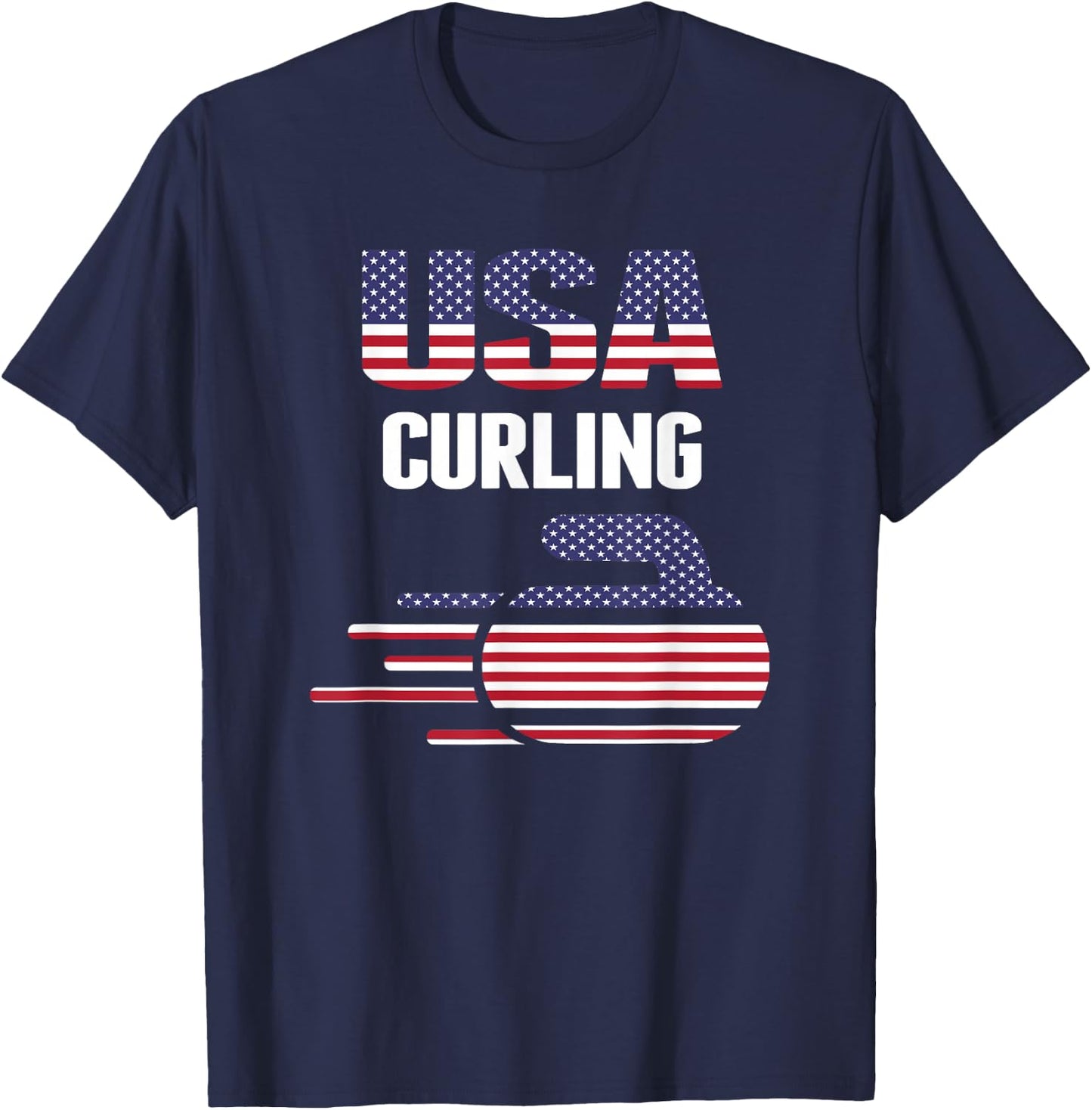 USA Team Curling Rock Jersey - Vintage Winter Sports Lovers T-Shirt - T-Shirt | Navy