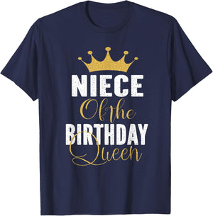 Niece Of The Birthday Queen Women Bday Party Gift T-Shirt - T-Shirt | Navy