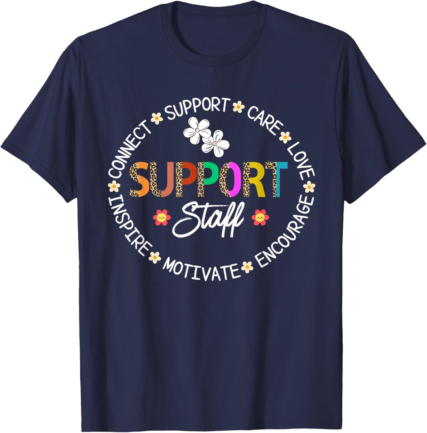 Support Staff Appreciation Leopard Week Back to School Women T-Shirt - T-Shirt | Navy
