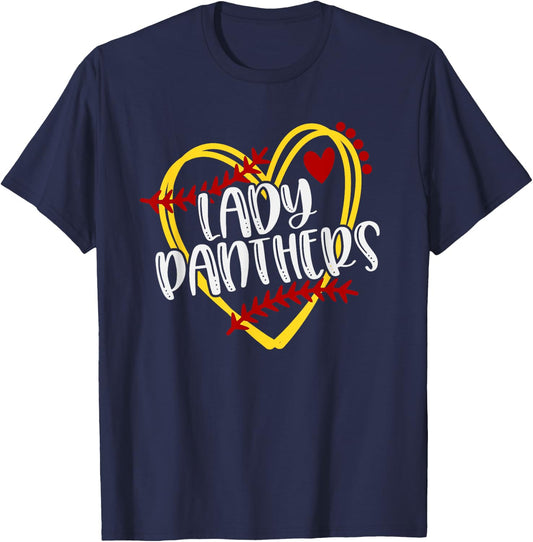 Softball Lady Panther School Sports Fan Team Spirit T-Shirt - T-Shirt | Navy