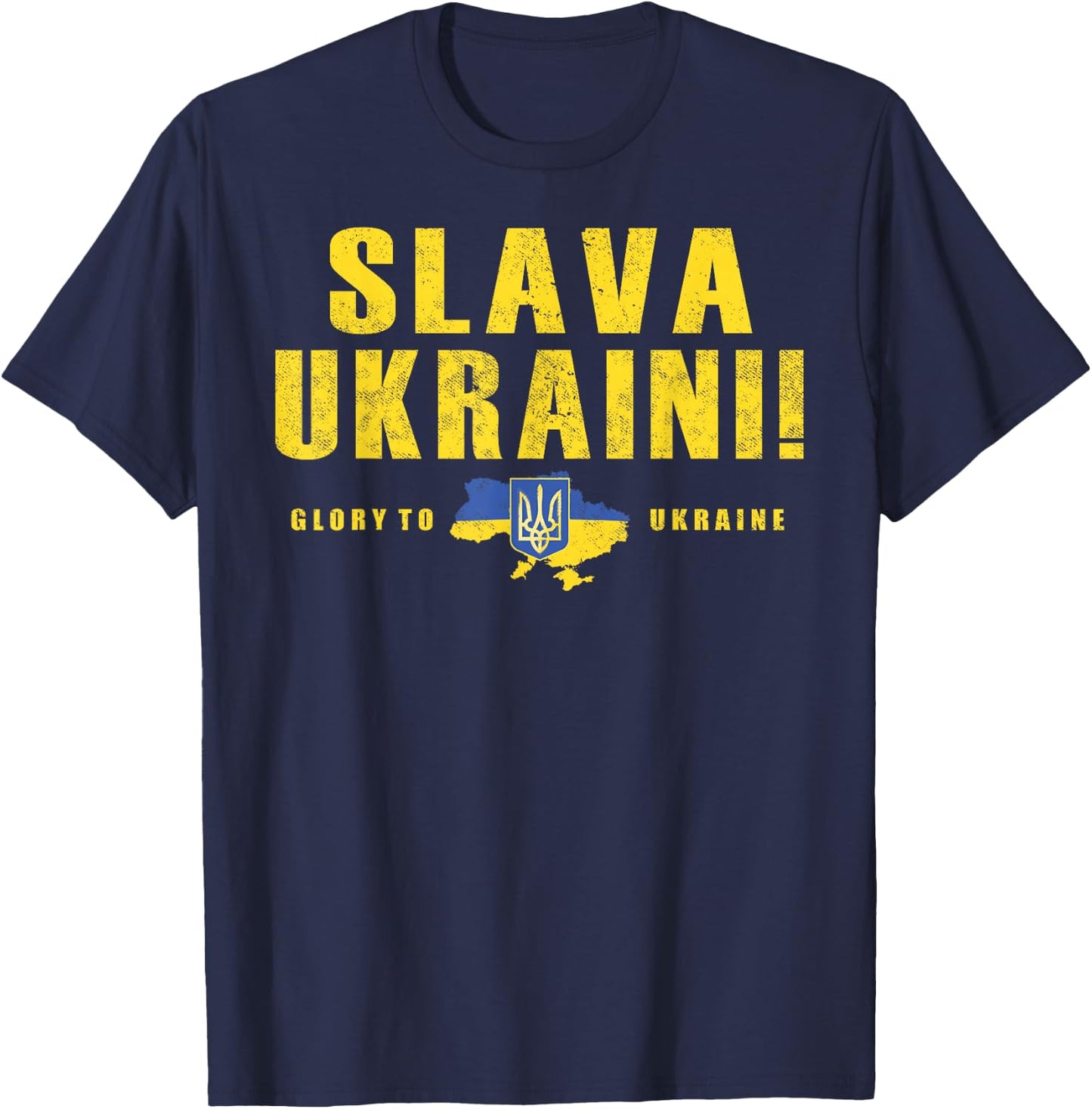 Slava Ukraini Shirt Ukraine Tryzub Flag Glory To Ukraine T-Shirt - T-Shirt | Navy