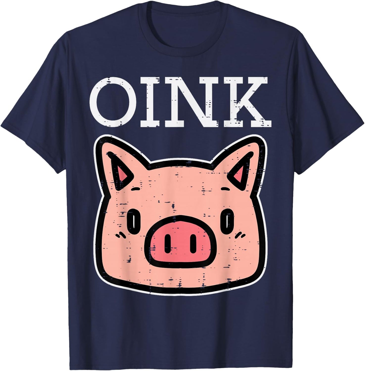 Oink Pig Face Cute Hog Head Girls Boys Kids Toddler Women T-Shirt - T-Shirt | Navy