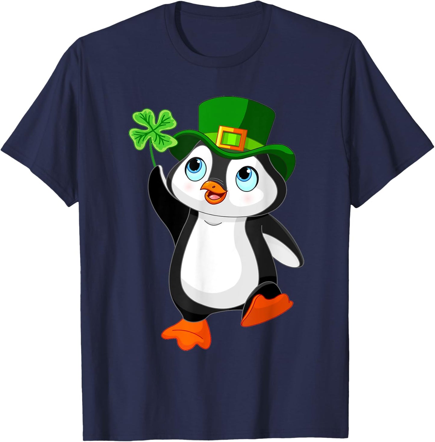 St. Patrick's Day Penguin Shirt, Irish, Shamrock, Clover T-Shirt - T-Shirt | Navy