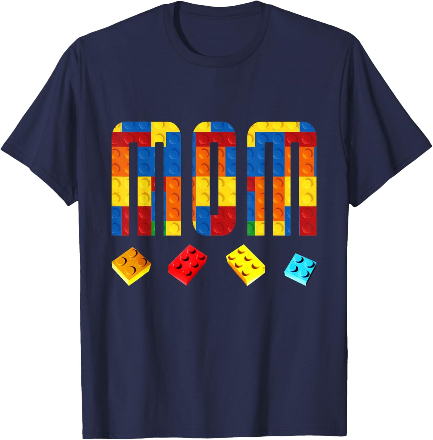 Mom Master Builder Building Blocks Birthday Family Matching T-Shirt - T-Shirt | Navy