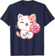 Kawaii Cat With Lollipop - Lollipop Candy Lovers Sweets T-Shirt - T-Shirt | Navy