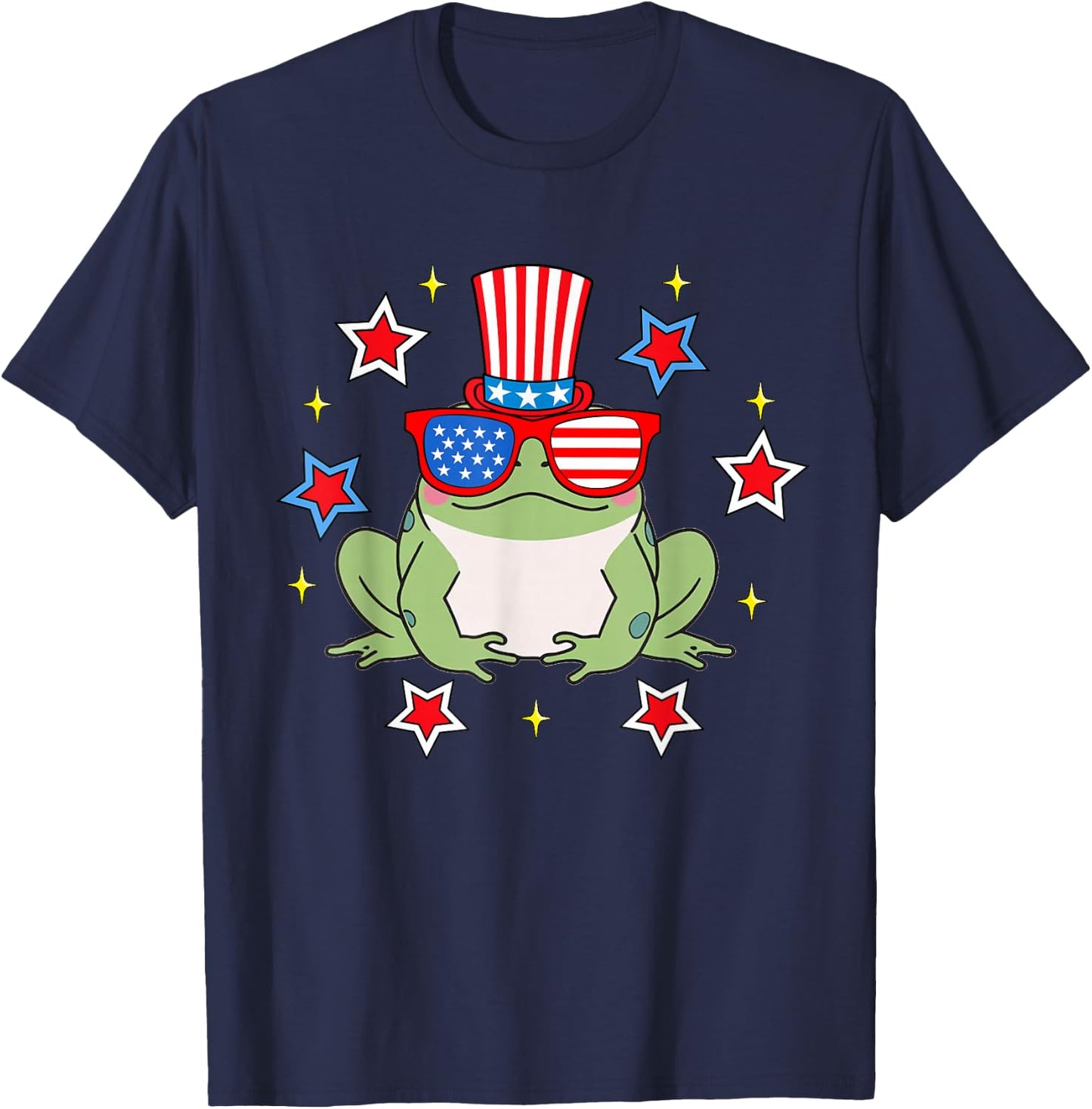 Cute Frog American Flag Patriotic Funny 4th of July T-Shirt - T-Shirt | Navy