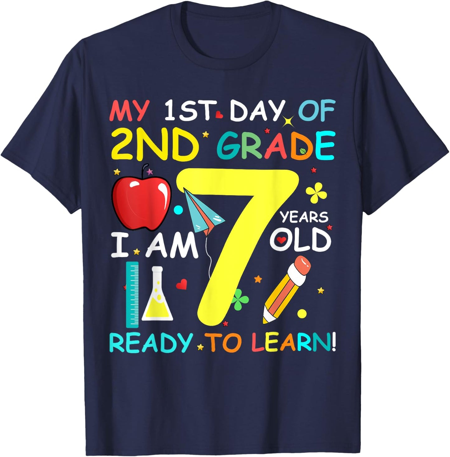 Back To School 2nd Grade Boys Girls First Day Of School T-Shirt - T-Shirt | Navy