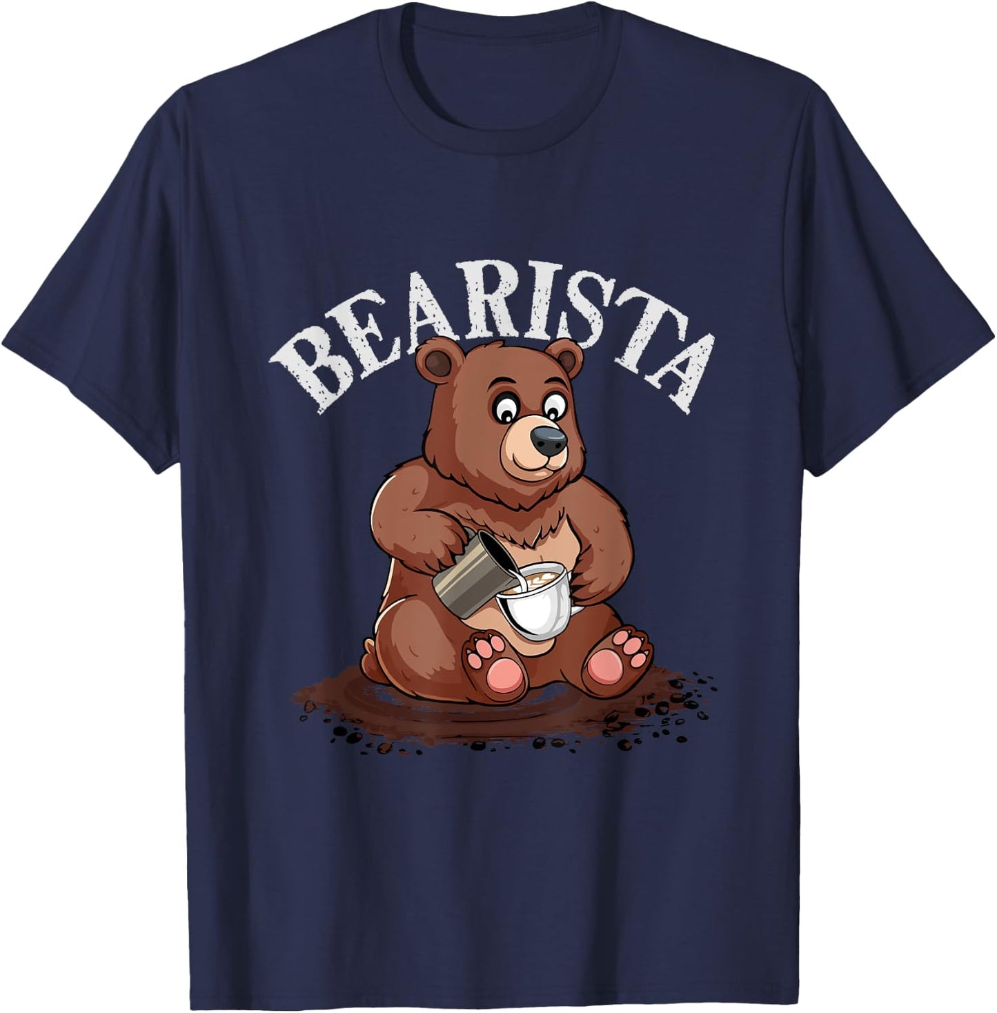 Cute Bear Bearista Coffee Lover Latte Art Barista T-Shirt - T-Shirt | Navy