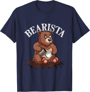 Cute Bear Bearista Coffee Lover Latte Art Barista T-Shirt - T-Shirt | Navy