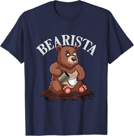 Cute Bear Bearista Coffee Lover Latte Art Barista T-Shirt - T-Shirt | Navy