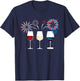 Funny Wine Glass Red White and Blue Firework shirt T-Shirt - T-Shirt | Navy