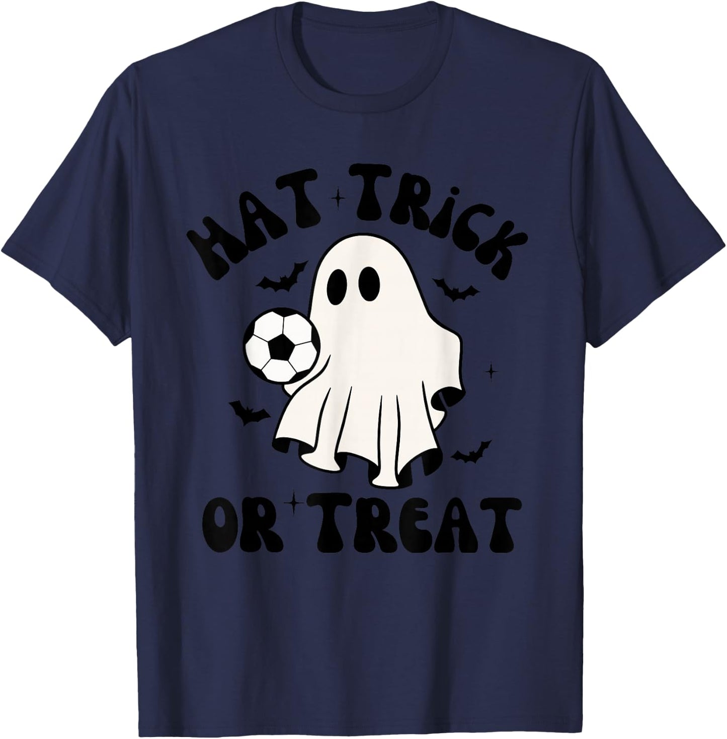 Hat-Trick Or Treat Soccer Sports Halloween Men Boys Girls T-Shirt - T-Shirt | Navy