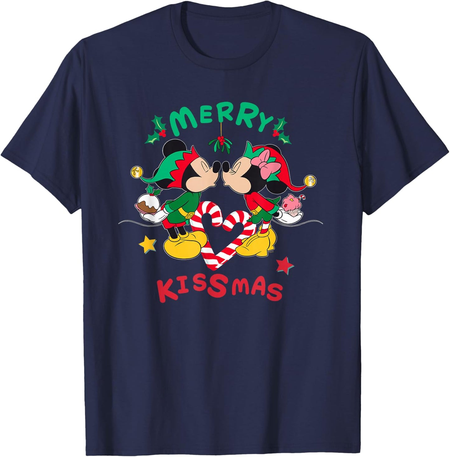 Disney Mickey and Minnie Mouse Christmas Love Merry Kissmas T-Shirt - T-Shirt | Navy