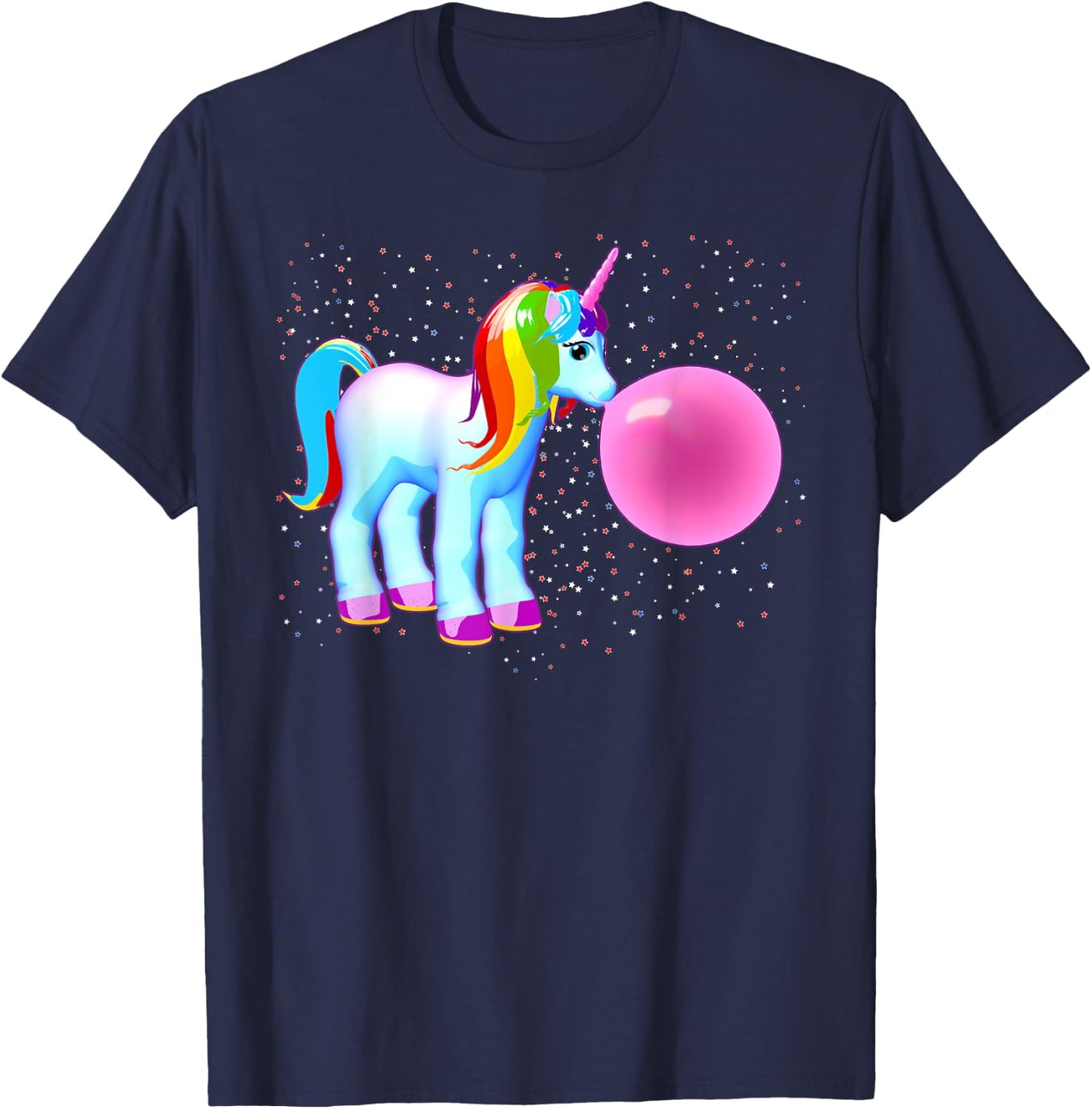 Unicorn Shirt Bubble Gum Kawaii Cute Magical T-Shirt - T-Shirt | Navy