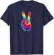 PEACE SIGN Hand Tie Dye | Hippies Christmas V Shirts T-Shirt - T-Shirt | Navy