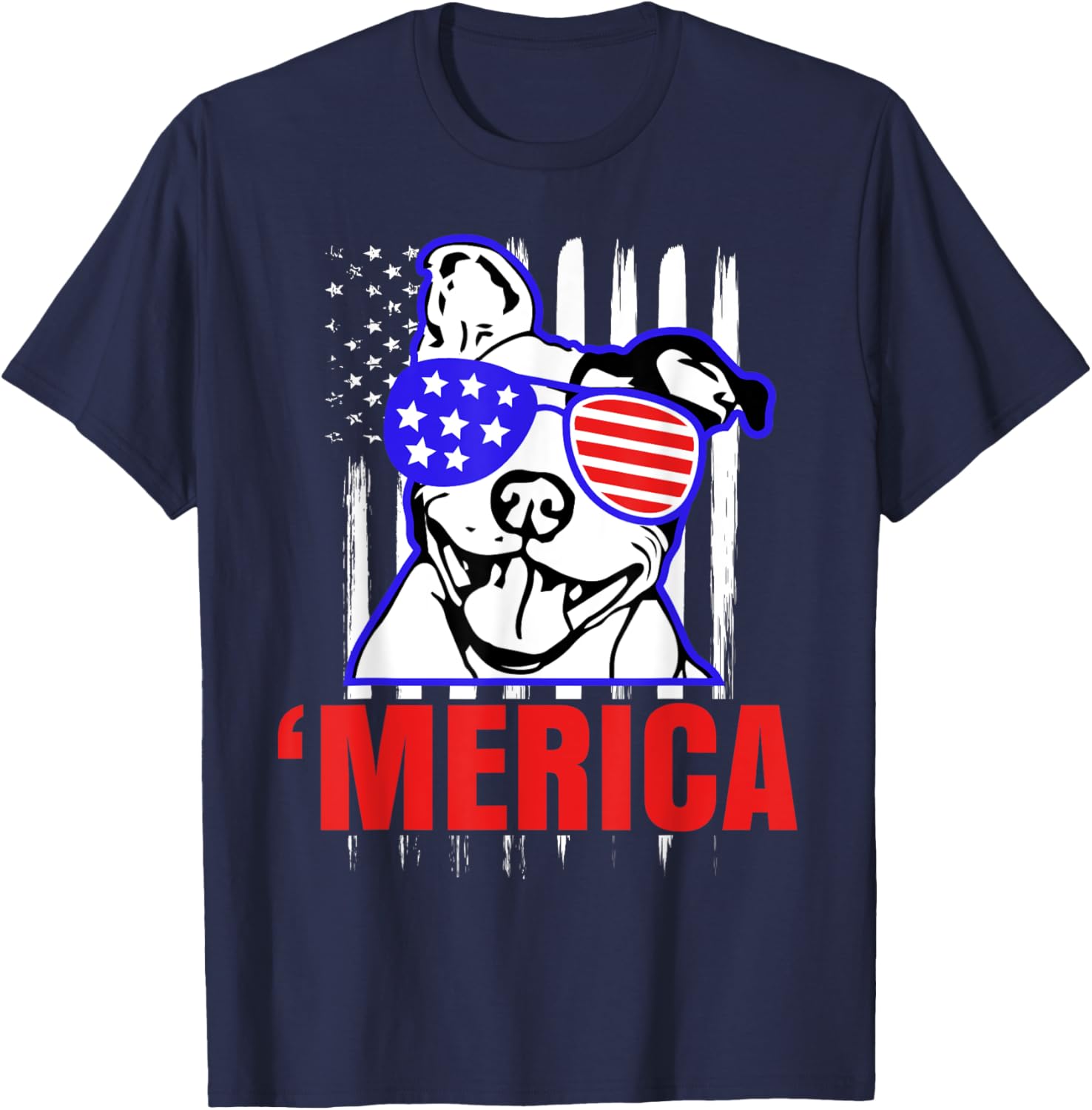 'Merica Funny Pitbull Shirt America Parody Party Pit Bull T-Shirt - T-Shirt | Navy