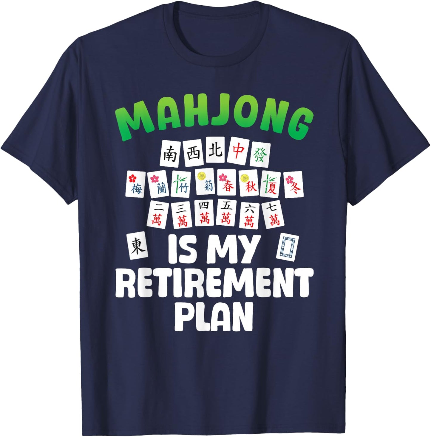 Funny Mahjong Art Women Retirement Mahjong Player T-Shirt - T-Shirt | Navy
