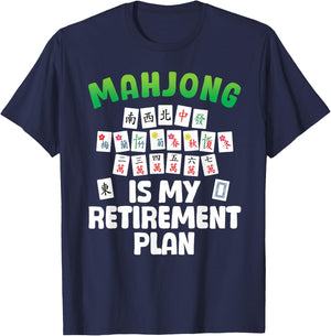 Funny Mahjong Art Women Retirement Mahjong Player T-Shirt - T-Shirt | Navy