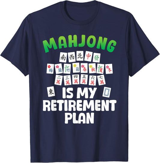 Funny Mahjong Art Women Retirement Mahjong Player T-Shirt - T-Shirt | Navy